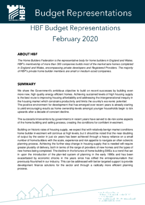 HBF Budget representations 2020