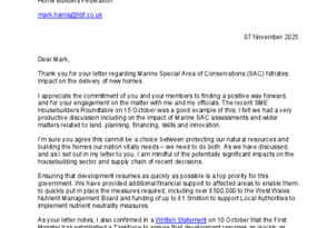 HBF Wales Marine SAC Nitrates letter October 2025 Welsh Government response