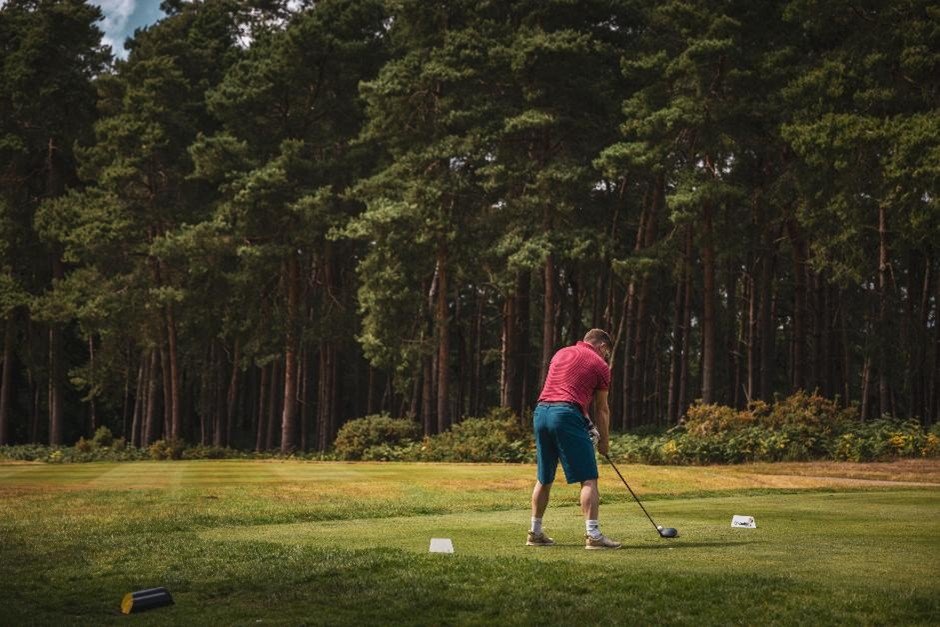 playing golf