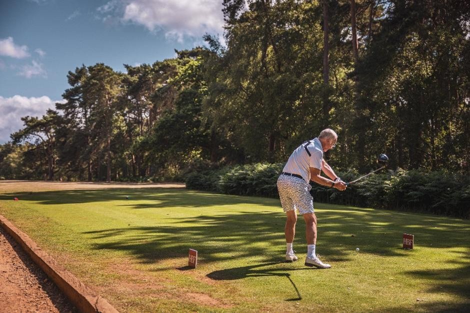 playing golf