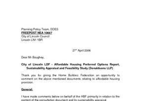 Lincoln LDF Affordable Housing Preferred Options - April 2006