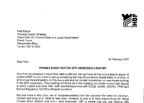 TBH SPA HBF Letter to DCLG 26 Feb 2007