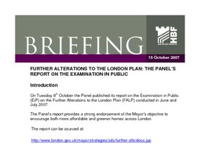 Further Alterations to the London Plan - 15 October