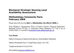 Blackpool SHLAA Methodology Form March 08