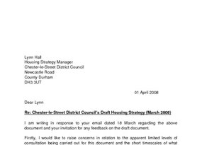 Chester le street Housing Strategy letter March