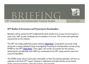 OFT Studies of Consumers and Financing for Homebuilders