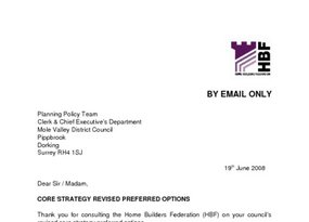 Mole Valley Core Strategy Revised Preferred Options June 2008