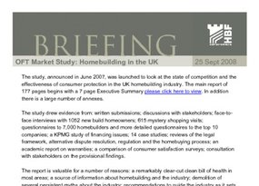 HBF Briefing - OFT Market Study of Homebuilding in the UK- 25 Sept 2008