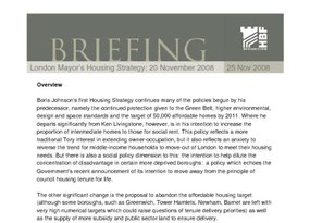 London Mayors Housing Strategy - 20 November 2008