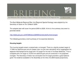 HBF Briefing - East Midlands RSS -Secretary of State Changes  - 17 March 2009 - updated