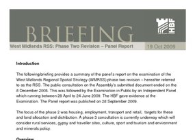 Member Briefing - West Midlands RSS -Phase two revision panel report - 19 Oct 2009