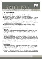 HBF Briefing - Pre-Budget Report  PBR  2009- Housing Measures