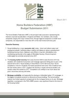 HBF Budget Submission 2011 - March 2011