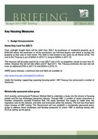 Budget 2010 Key Housing Measures