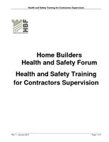 Health and Safety Training for Contractors Supervision - Rev 1 January 2013