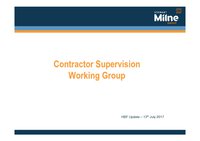 Contractor Supervision Working Group - HBF Update 13th July 2017