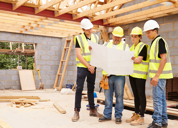 Students on site stock photo