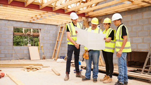 Students on site stock photo