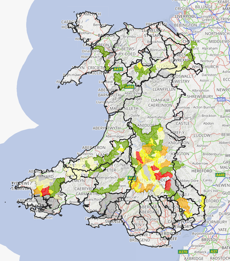 Nutrient nutrality Wales map